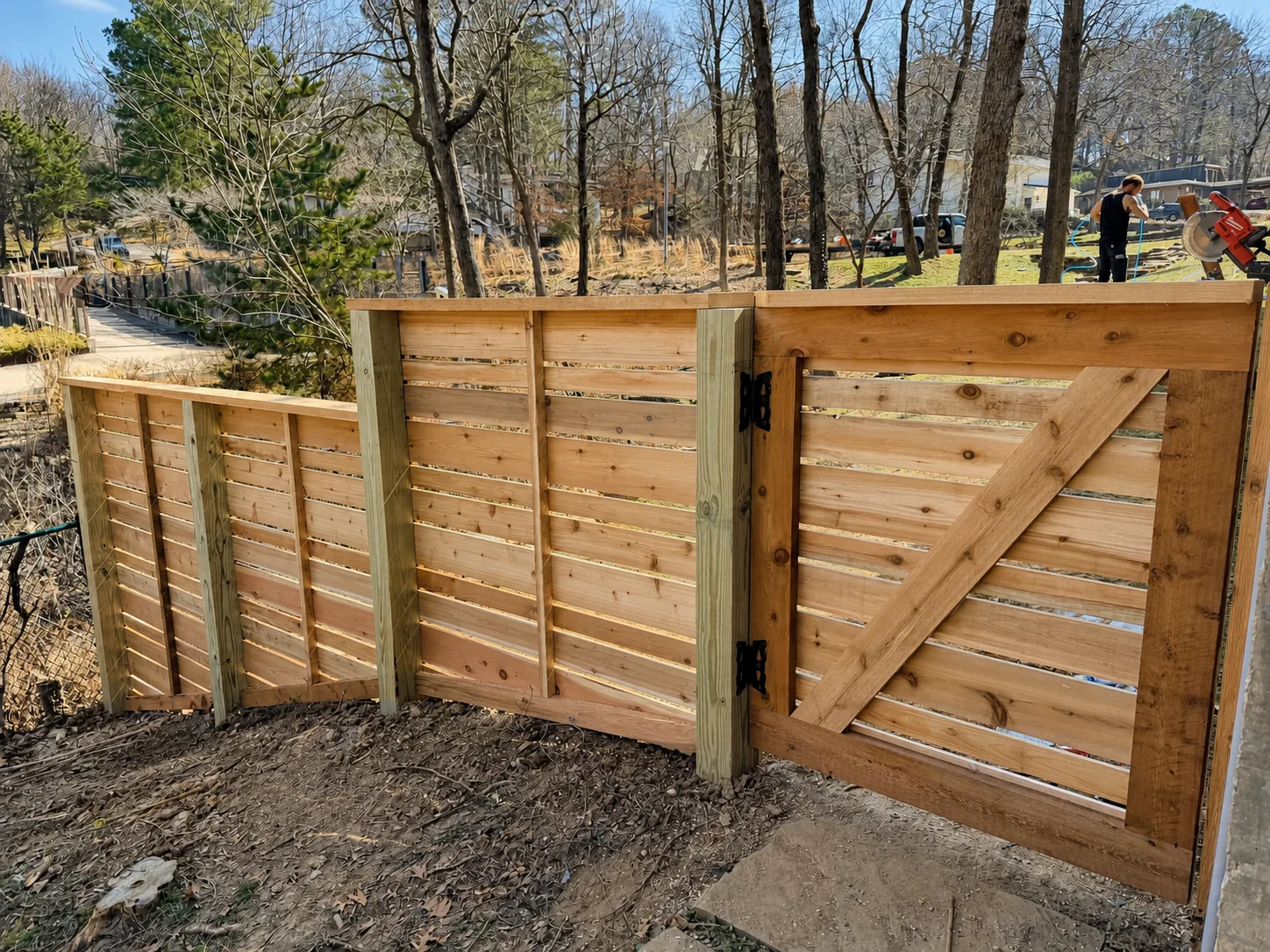 Horizontal cedar double gate