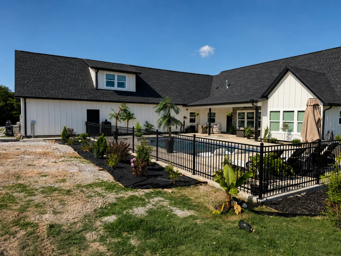 Black ornamental pool enclosure